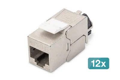 DIGITUS CAT 6A Keystone Modul, geschirmt mit intelligentem Kabelmanager – 12 Stk.