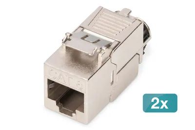 DIGITUS CAT 8.1 Keystone Modul, geschirmt, werkzeugfreier Montageanschluss – 2 Stk.