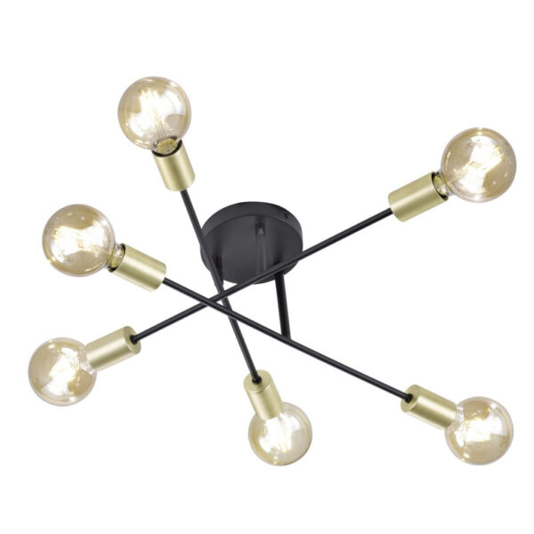 TRIO Deckenleuchte Cross mattschwarz Metall H/D: ca. 19x57 cm E27 6 Brennstellen