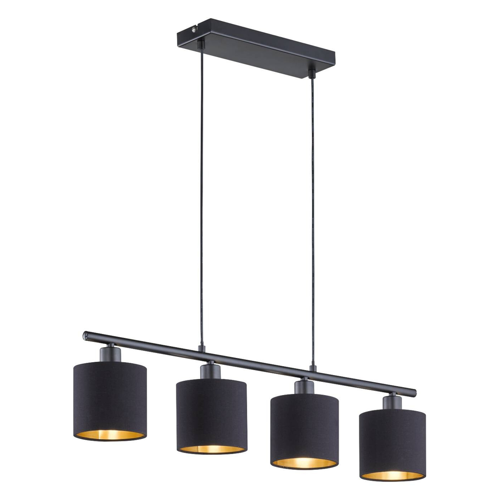 Reality Pendelleuchte Tommy
schwarz mattschwarz Metall Stoff B/H: ca. 75×150 cm E14 4 Brennstellen