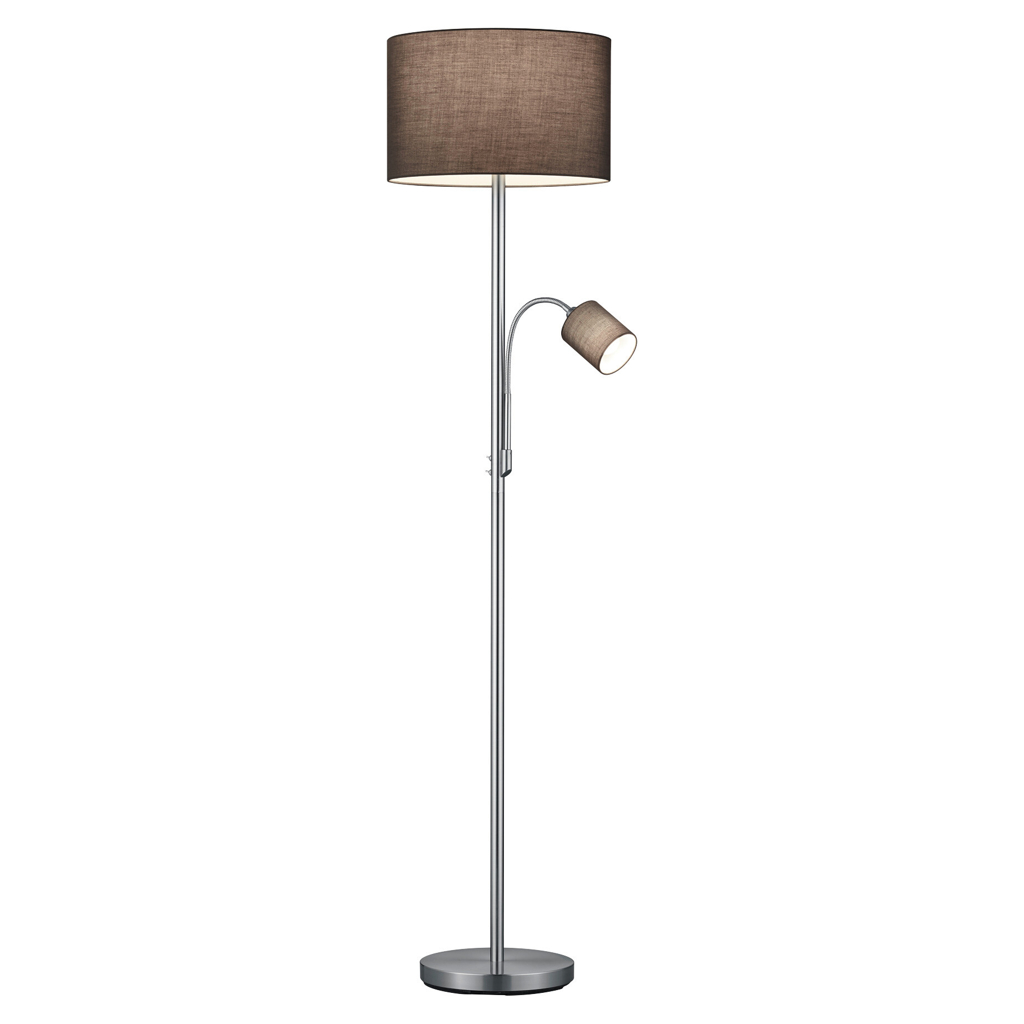 TRIO Stehlampe Hotel
nickel matt grau Metall Stoff H/D: ca. 170×40 cm E27 2 Brennstellen