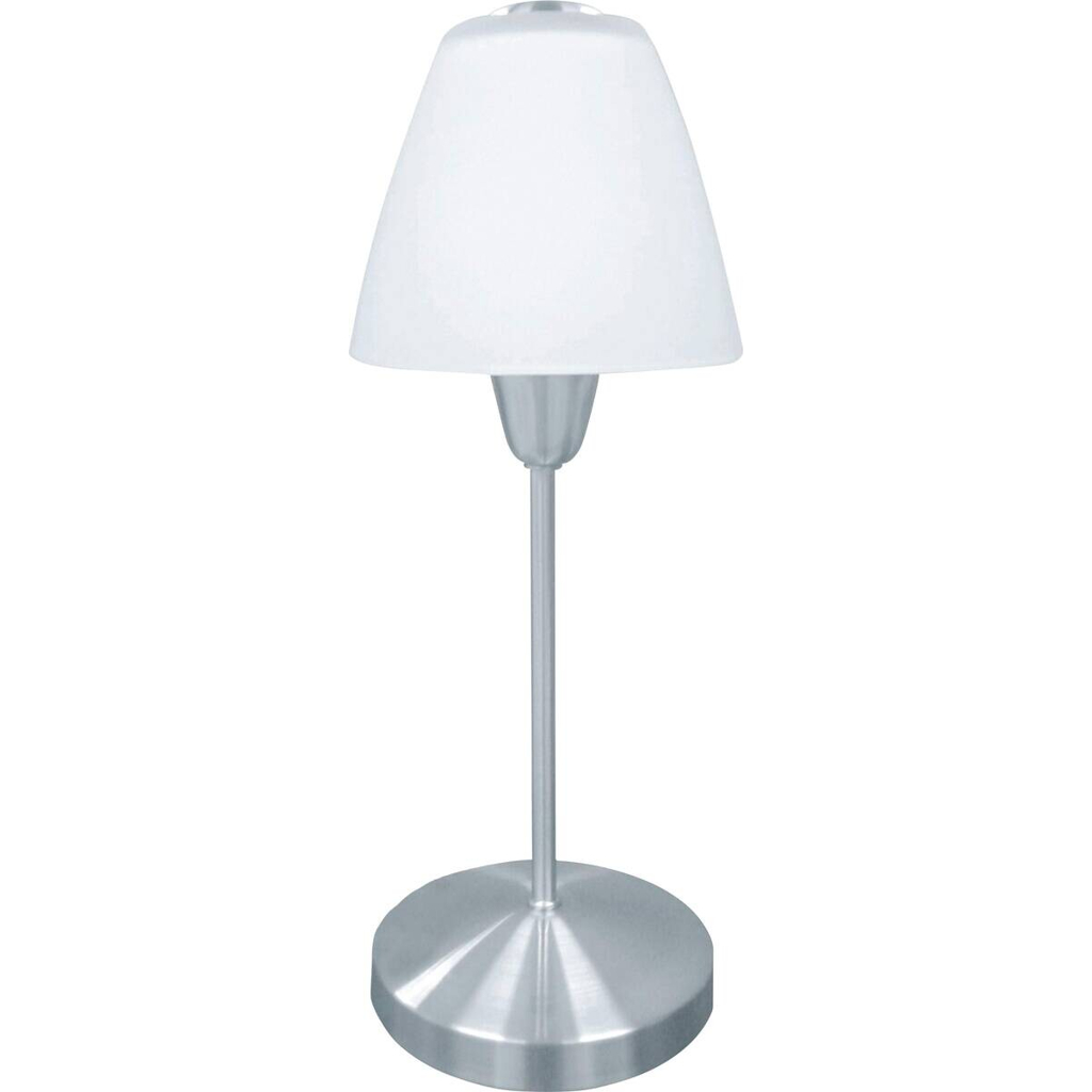 Reality Touch-Tischleuchte Rio
nickel matt weiß Metall Glas H/D: ca. 35×13 cm E14 1 Brennstellen