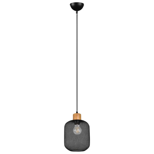 4017807489484 Reality Pendelleuchte Calimero
mattschwarz Metall Holz L/D: ca. 150x18 cm E27 1 Brennstellen