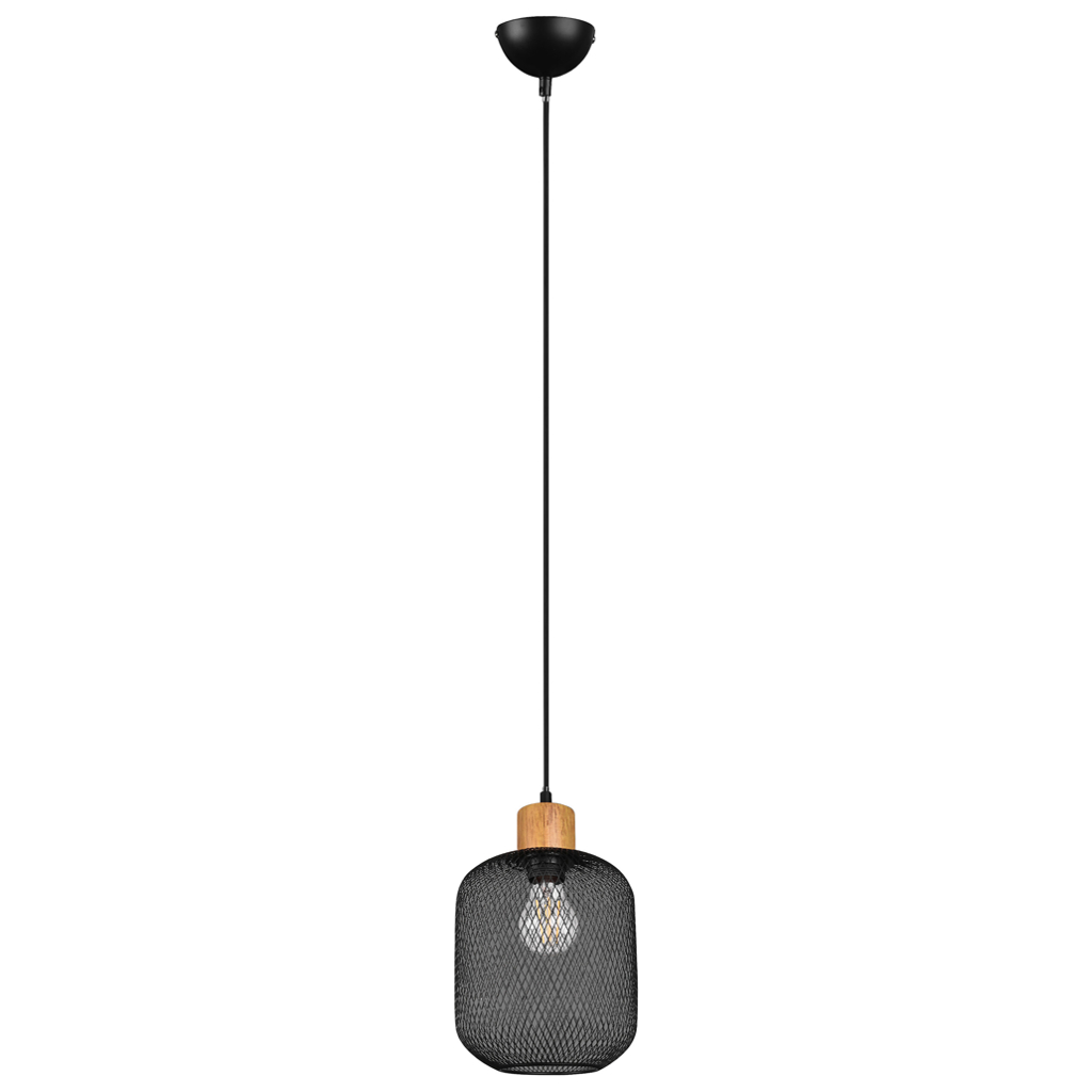Reality Pendelleuchte Calimero
mattschwarz Metall Holz L/D: ca. 150×18 cm E27 1 Brennstellen