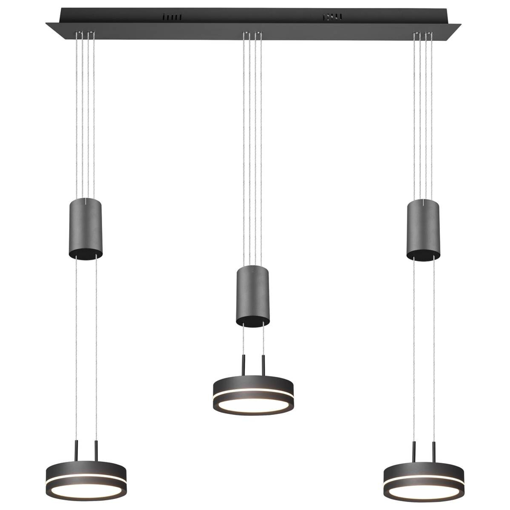 TRIO Pendelleuchte Franklin
anthrazit Aluminium B/H/T: ca. 85x150x14 cm 3 Brennstellen