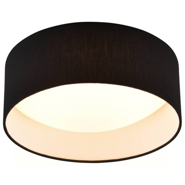 Reality LED-Deckenleuchte Locarno schwarz weiß Stoff Kunststoff H/D: ca. 11x30 cm 1 Brennstellen