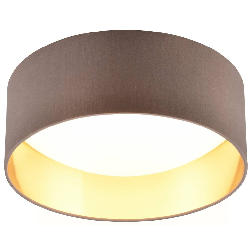 Reality LED-Deckenleuchte Locarno weiß taupe Kunststoff Stoff H/D: ca. 11x30 cm 1 Brennstellen