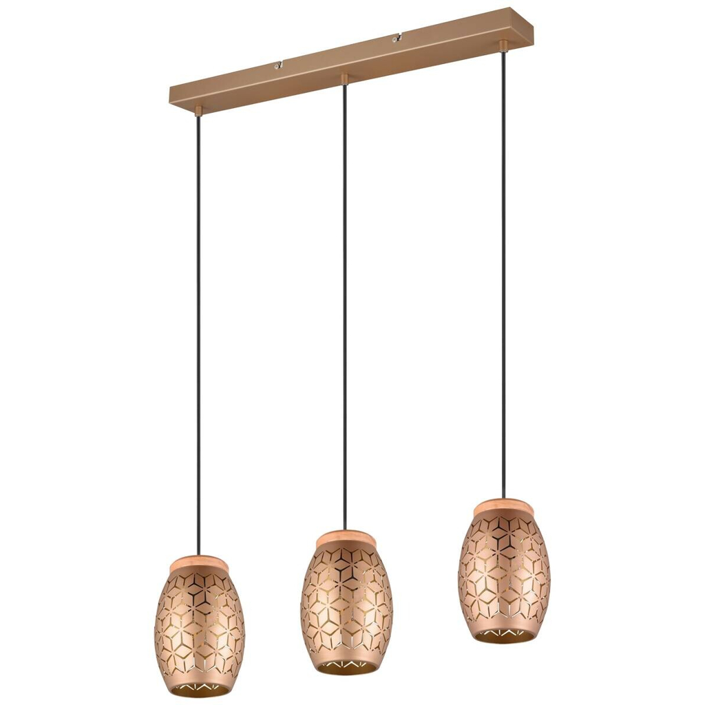 Reality Pendelleuchte Bidar
gold Metall Holz B/H/L/D: ca. 71x150x15x15 cm E27 3 Brennstellen