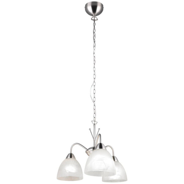 Reality Pendelleuchte Dobby
nickel weiß Glas PVC Metall H/D: ca. 150x43 cm E27 3 Brennstellen