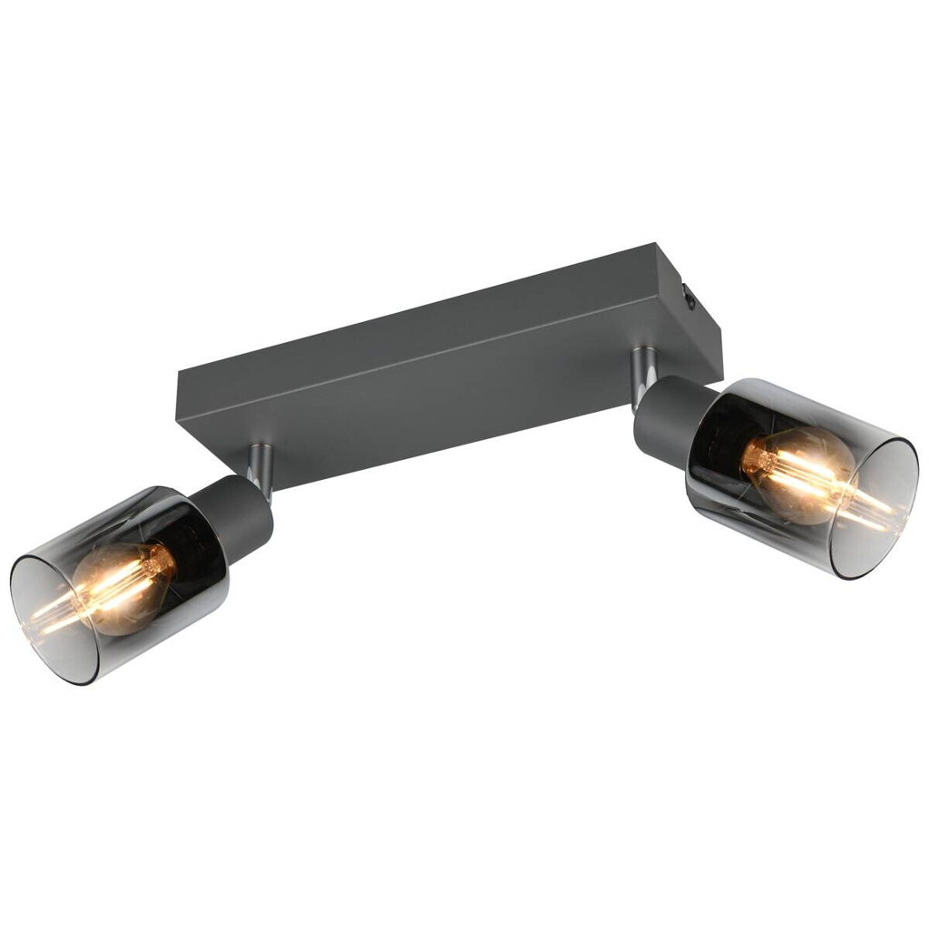 Reality Spot 2-flg. Cadiz anthrazit Glas Metall B/H/L/D: ca. 27,5x17x8,5x7 cm E14 2 Brennstellen