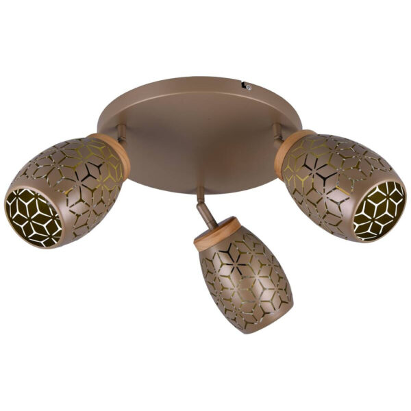 Reality Spotrondell 3-flg. Bidar kaffee gold Metall D: ca. 27 cm E14 3 Brennstellen