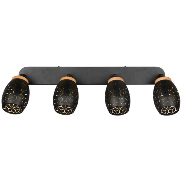 Reality Spot 4-flg. Bidar schwarz gold Metall B/H/L: ca. 74x27x12 cm E14 4 Brennstellen Reality Spot 4-flg. Bidar schwarz gold Metall B/H/L: ca. 74x27x12 cm E14 4 Brennstellen