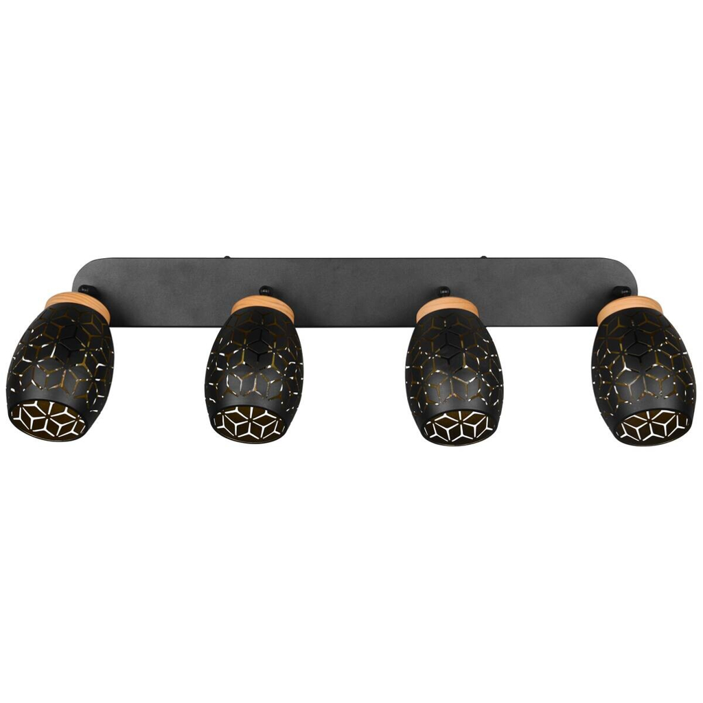 Reality Spot 4-flg. Bidar schwarz gold Metall B/H/L: ca. 74x27x12 cm E14 4 Brennstellen