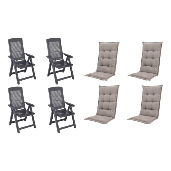 PROGARDEN,MADISON Klappsessel Set + Auflagen Tampa anthrazit Kunststoff B/H/L: ca. 61x109x60 cm
