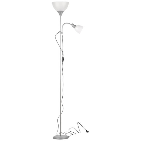 Sensation Stehlampe Biro Promo
silber weiß Metall Kunststoff H: ca. 180 cm E27 2 Brennstellen