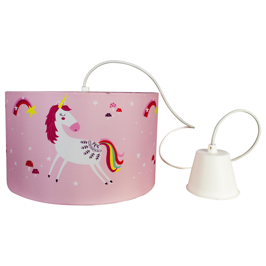 POCOline Pendelleuchte Einhorn
weiß rosa Kunststoff Stoff H/D: ca. 120×30 cm E27 1 Brennstellen