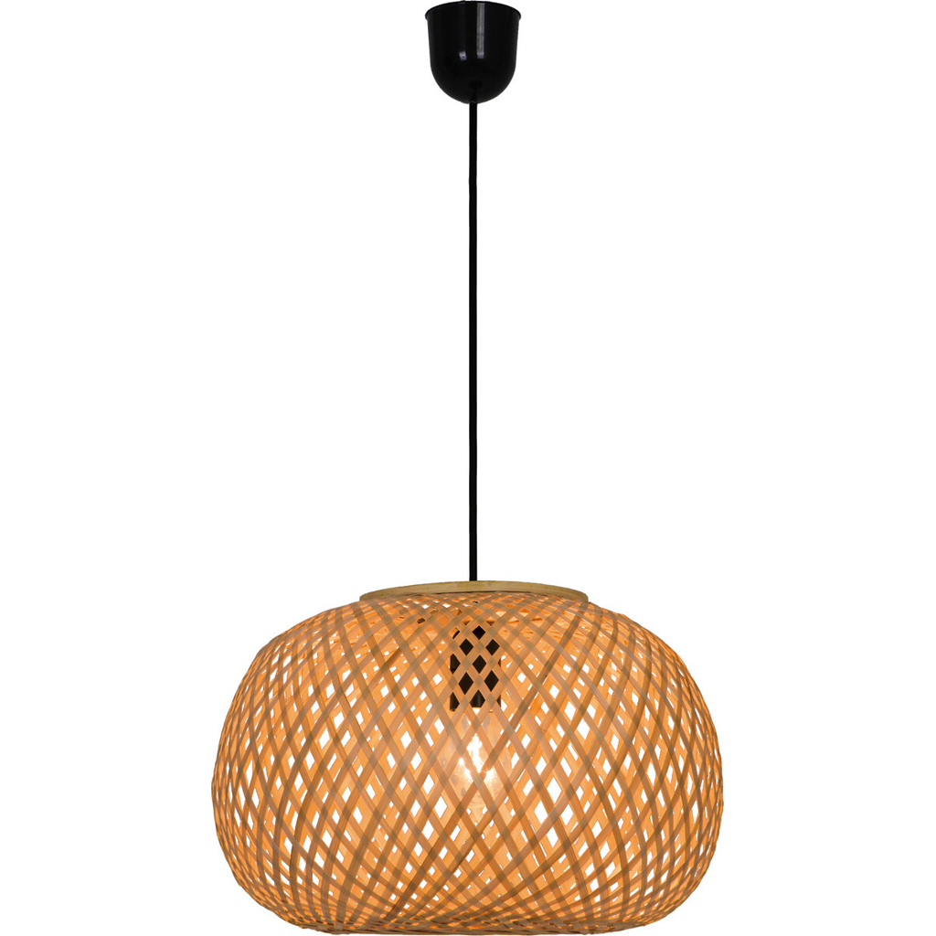 POCOline Pendelleuchte Bella
natur schwarz Bambus Kunststoff L/D: ca. 130×35 cm E27 1 Brennstellen