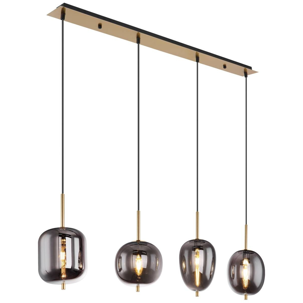 GLOBO Pendelleuchte Blacky
messing Metall Rauchglas B/H/L: ca. 18,5x120x110 cm E14 4 Brennstellen