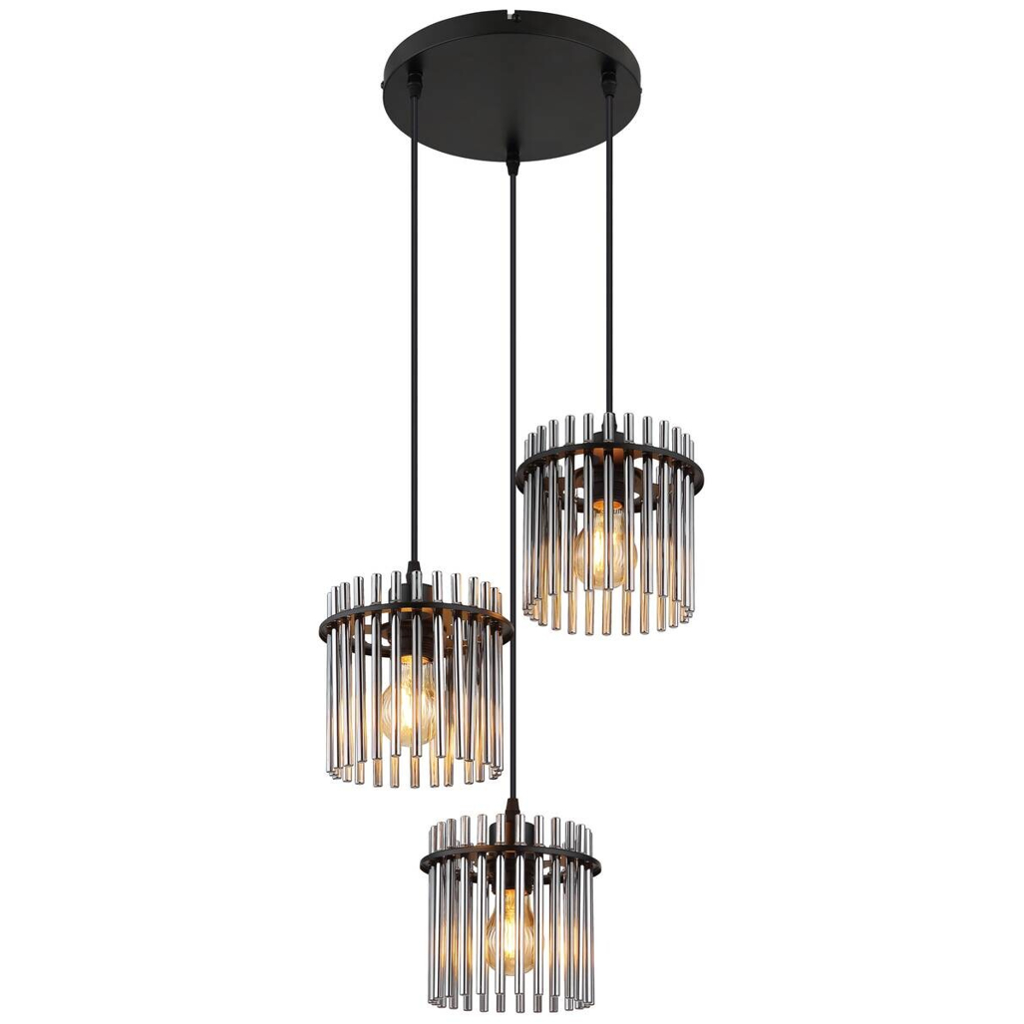 GLOBO Pendelleuchte Garley
schwarz Metall B/H/L: ca. 25x120x25 cm E27 3 Brennstellen