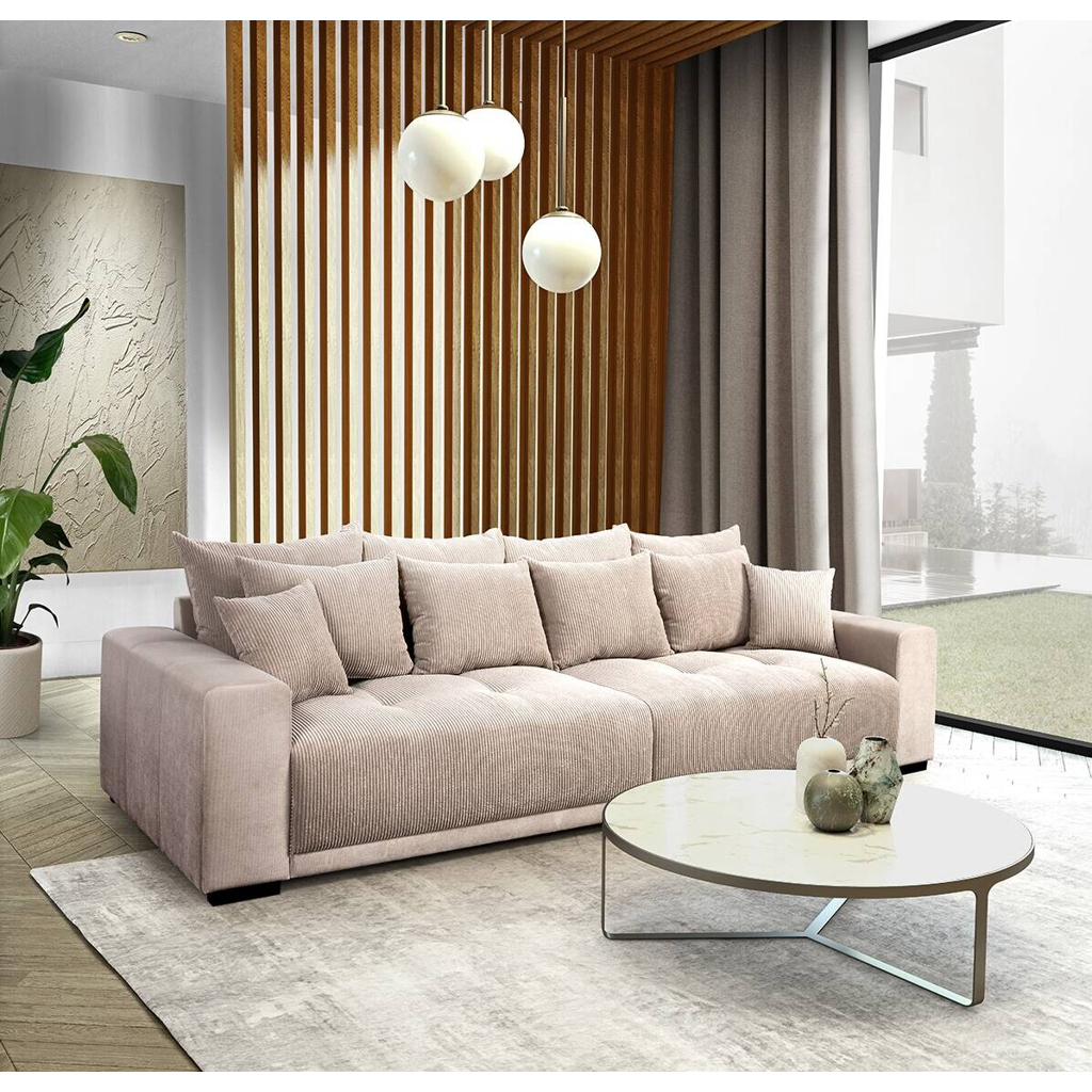 POCO Big Sofa Xantia new 1 beige Velourstoff B/H/T: ca. 318x94x120 cm