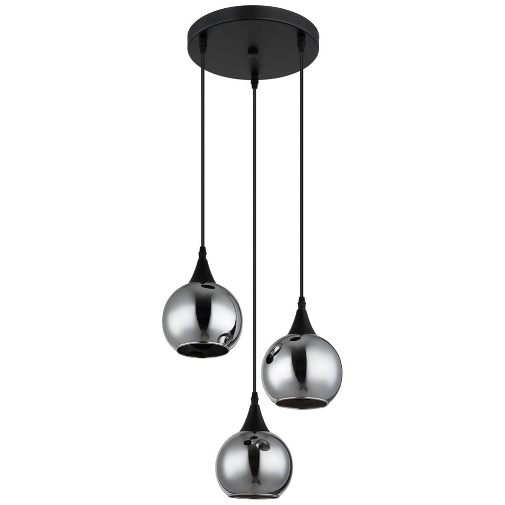 GLOBO Pendelleuchte Nika
schwarz Glas Metall E27 3 Brennstellen