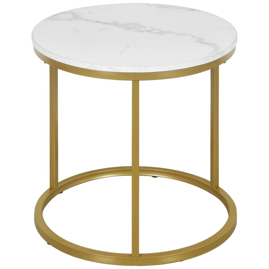 POCO Beistelltisch Lisa Marmoroptik weiß gold D: ca. 39,5 cm