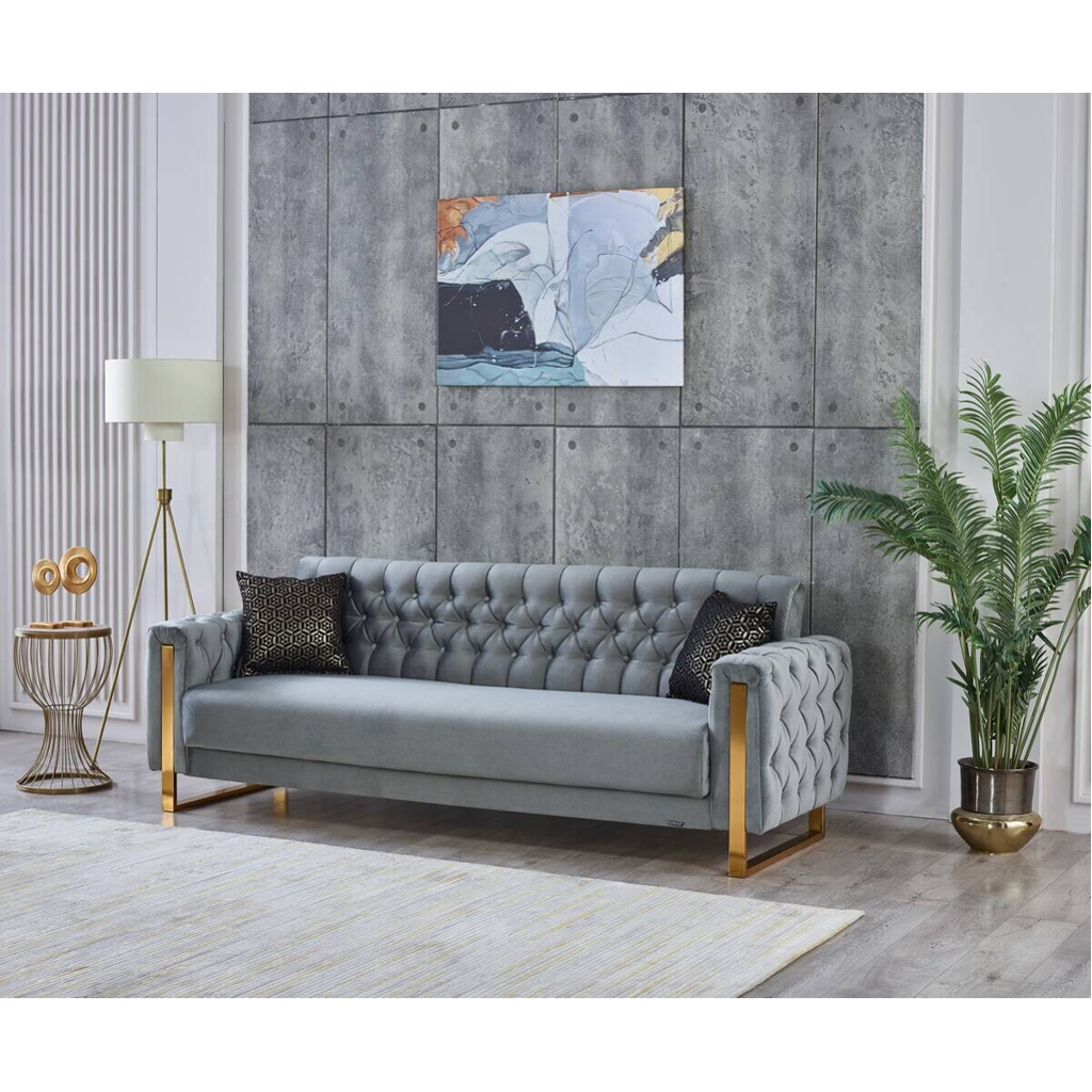 POCO Schlafsofa Crystal braun grau B/H/T: ca. 235x86x87 cm