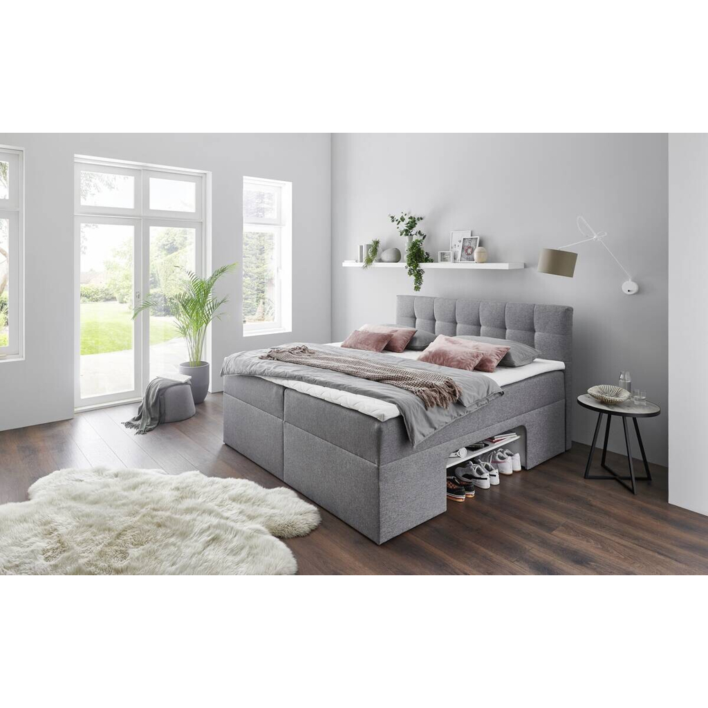 POCO Boxbett Shelfie I hellgrau Liegefläche B/L: ca. 180x200 cm