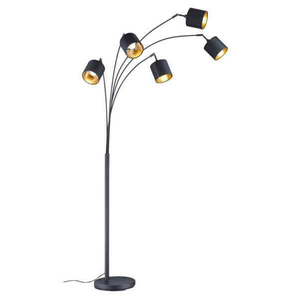Reality Stehlampe Tommy
schwarz gold Metall H: ca. 200 cm E14 5 Brennstellen