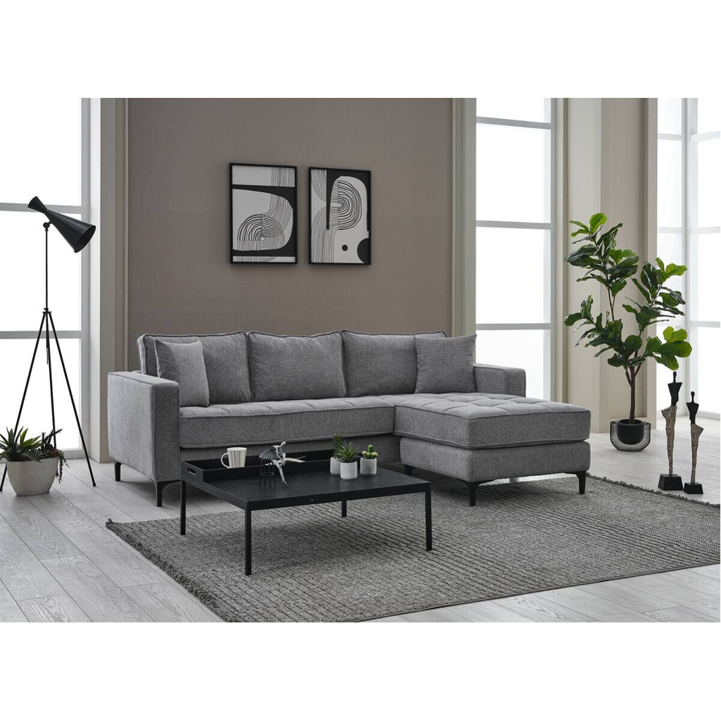 POCO Ecksofa hellgrau Microfaser B/H/T: ca. 238x67x185 cm