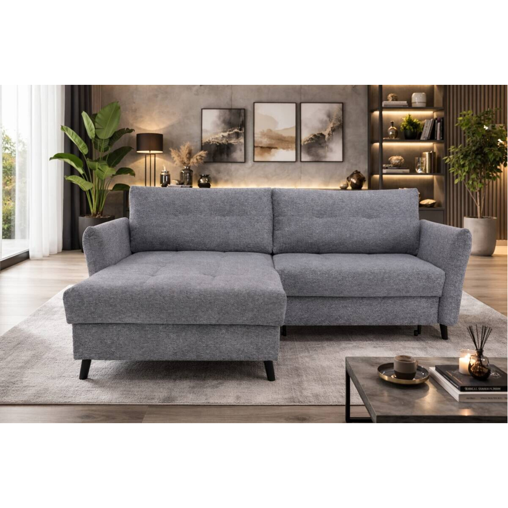 POCO Ecksofa mit Bettfunktion und Bettkasten grau Microfaser B/H/T: ca. 235x90x159 cm
