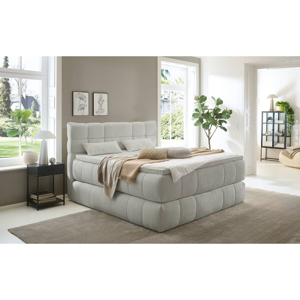POCO Boxspringbett Cannes steingrau Liegefläche B/L: ca. 180x200 cm