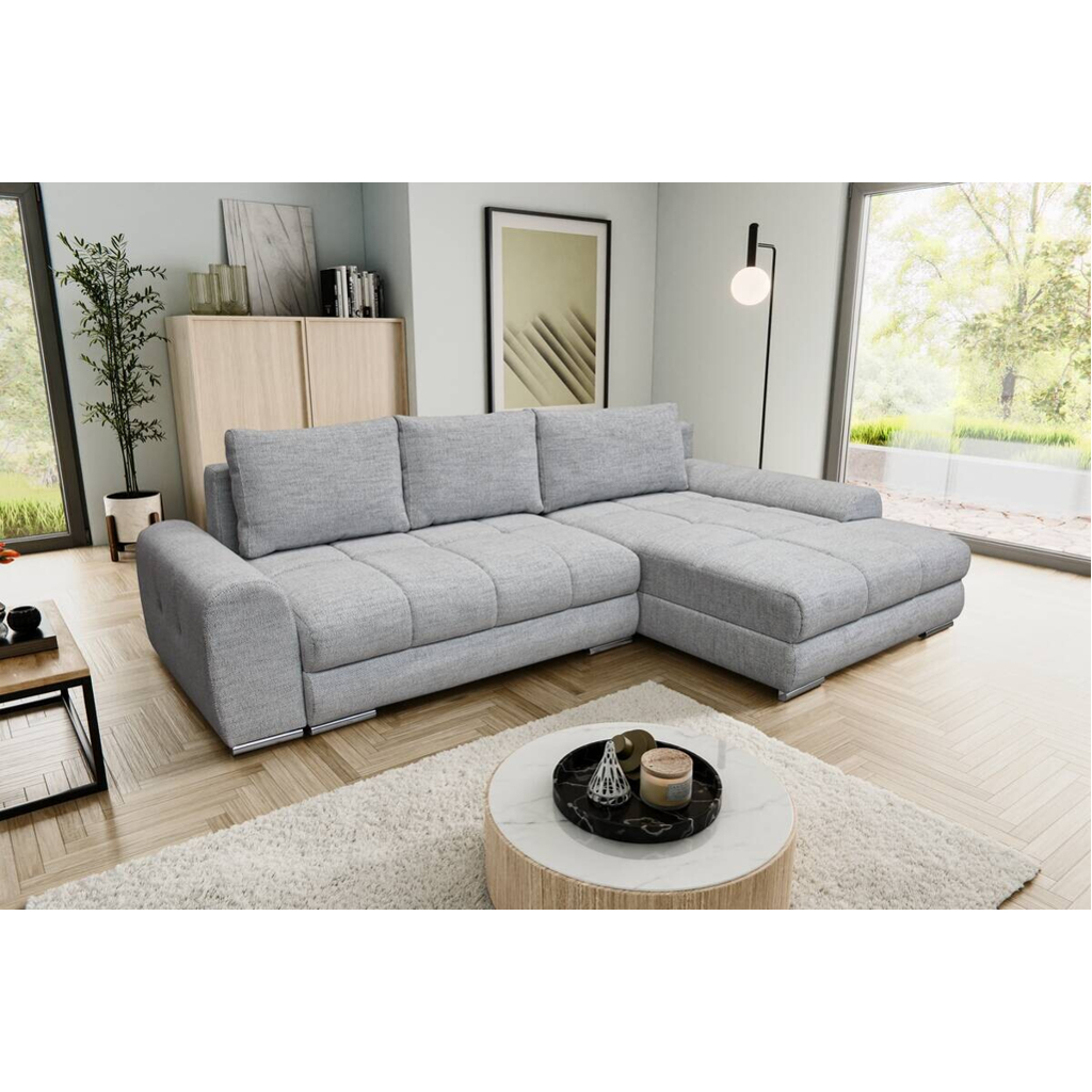 POCO Ecksofa mit Bettfunktion und Bettkasten Lorenz hellgrau Microfaser B/H/T: ca. 284x74x180 cm