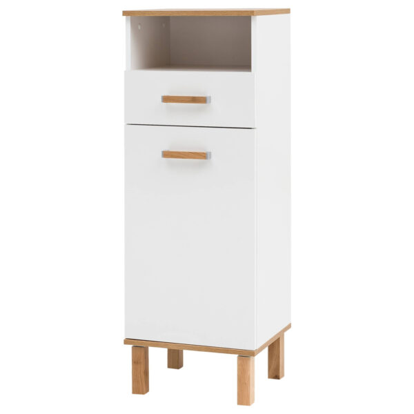 Möbelpartner Midischrank Padua weiß glanz Eiche Landhaus Nachbildung B/H/T: ca. 40,4x114,5x35 cm