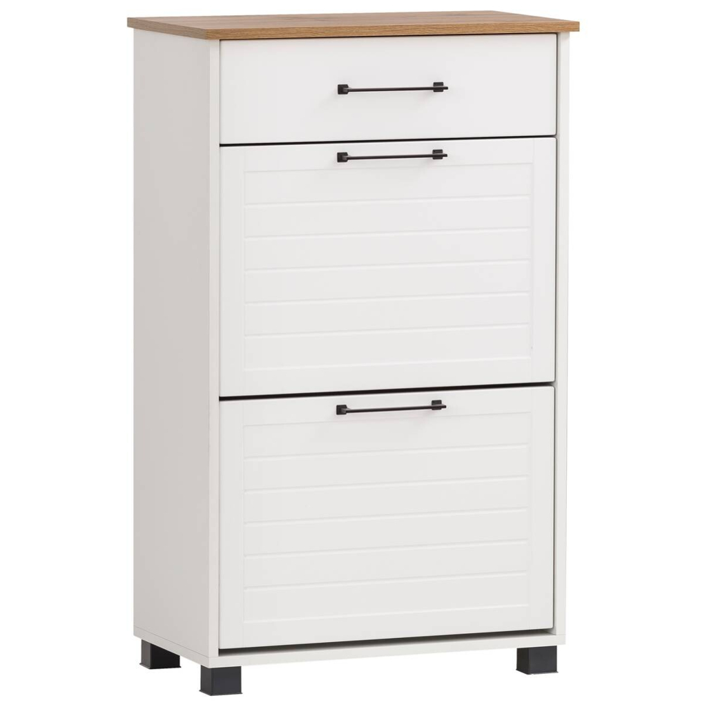 Schuhschrank Jelda
weiß matt Eiche Landhaus Nachbildung B/H/T: ca. 62x102x34,1 cm