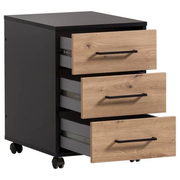 4027181119808-1 Rollcontainer Aino
Eiche Artisan Nachbildung schwarz matt B/H/T: ca. 40x57x50 cm
