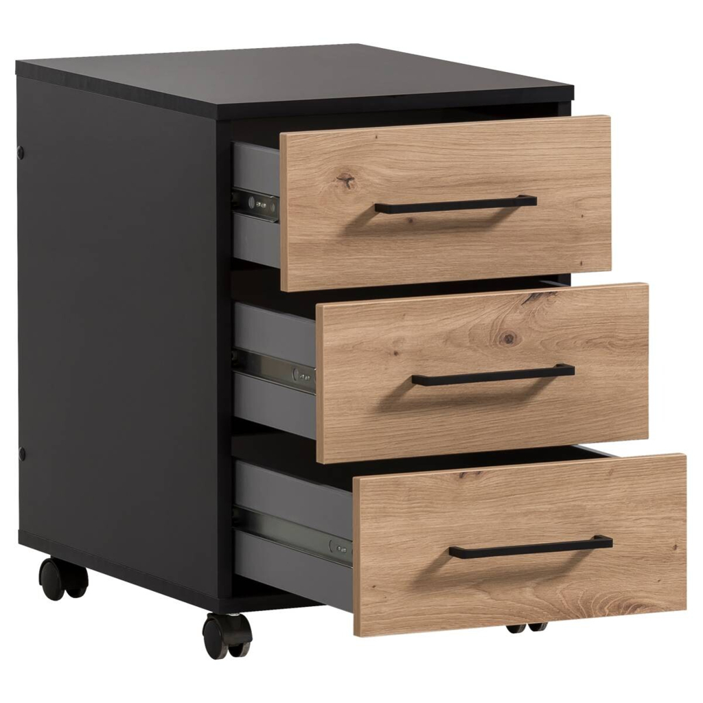 Rollcontainer Aino
Eiche Artisan Nachbildung schwarz matt B/H/T: ca. 40x57x50 cm
