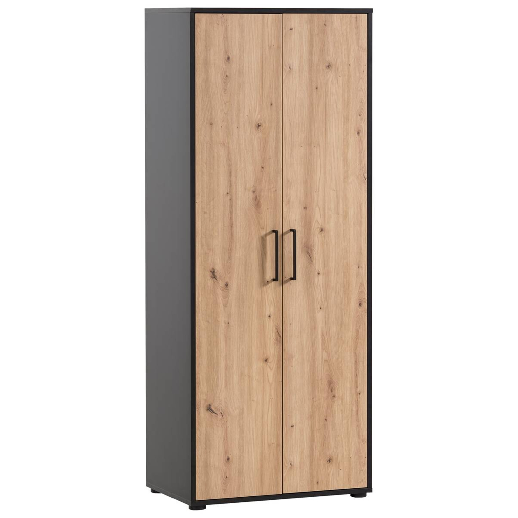 Möbelpartner Hochschrank Aino Eiche Artisan Nachbildung schwarz matt B/H/T: ca. 65x163,6x41 cm