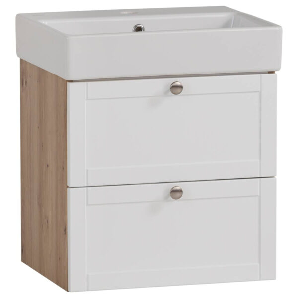4027181120385 Waschbeckenunterschrank Jesper
Eiche Artisan Nachbildung weiß matt B/H/T: ca. 50x57x40 cm