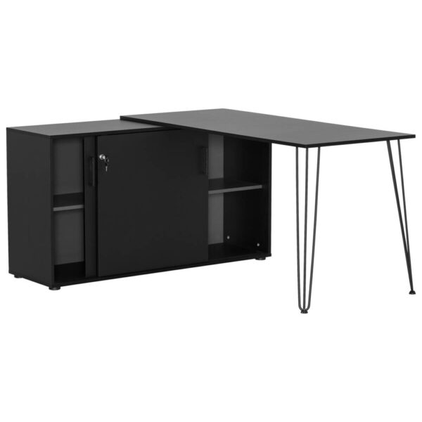 Möbelpartner Eckschreibtisch Ekko schwarz matt B/H/T: ca. 129,5x73,8x145 cm