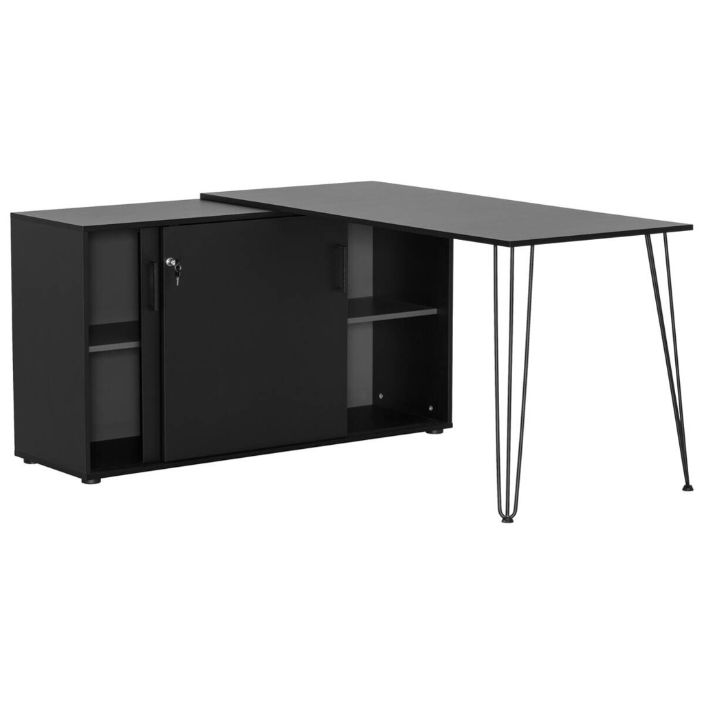 Möbelpartner Eckschreibtisch Ekko schwarz matt B/H/T: ca. 129,5x73,8x145 cm