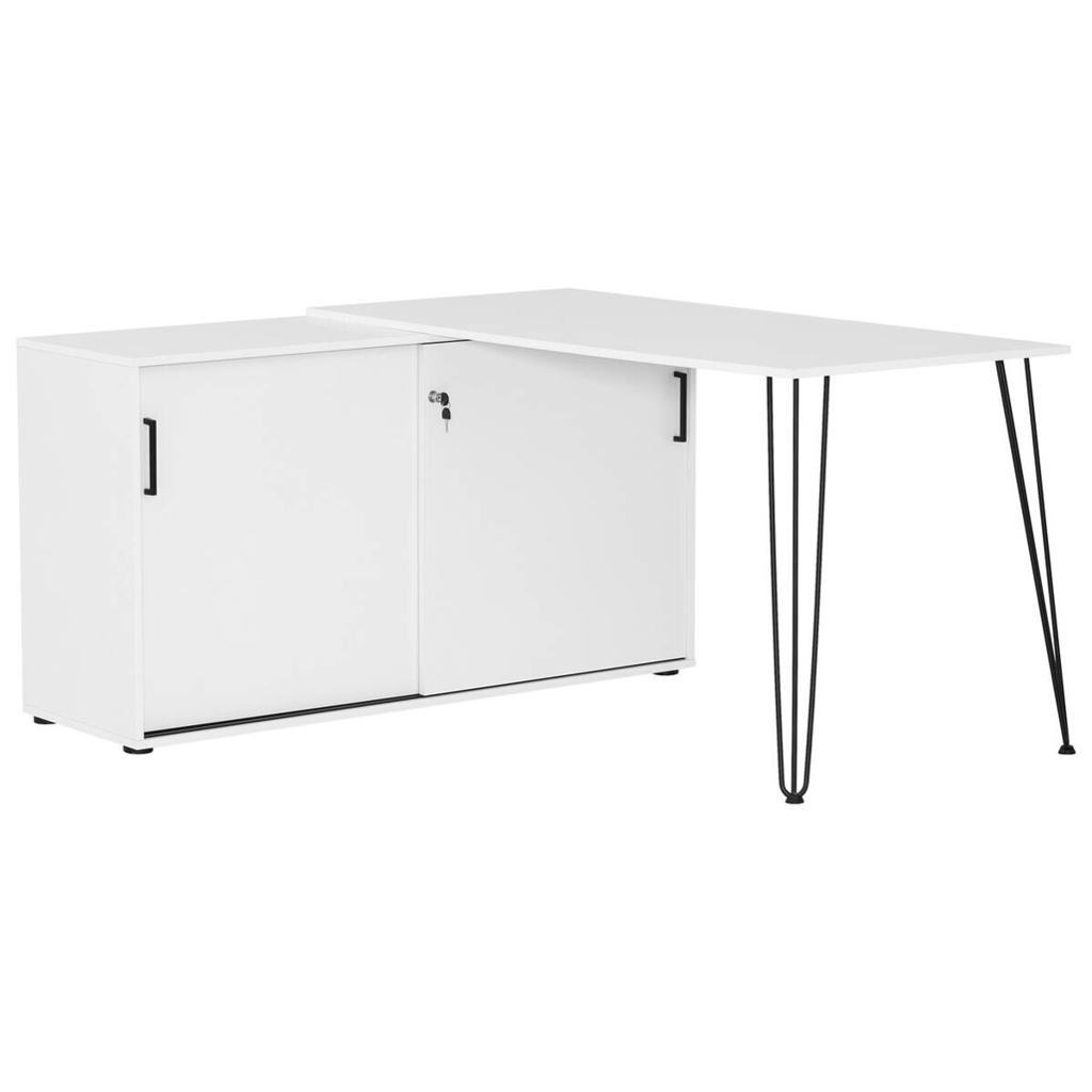 Möbelpartner Eckschreibtisch Ekko weiß matt B/H/T: ca. 129,5x73,8x145 cm