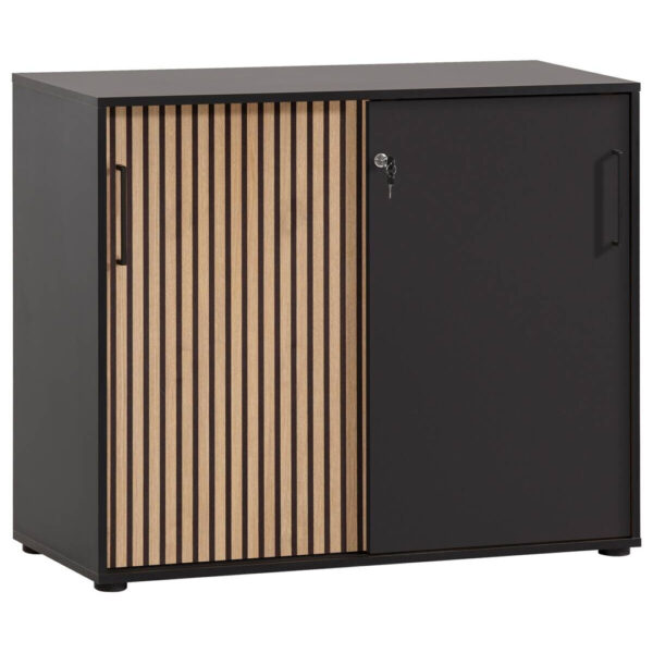 Möbelpartner Büroschrank Hank schwarz matt B/H/T: ca. 100,1x83,6x41 cm