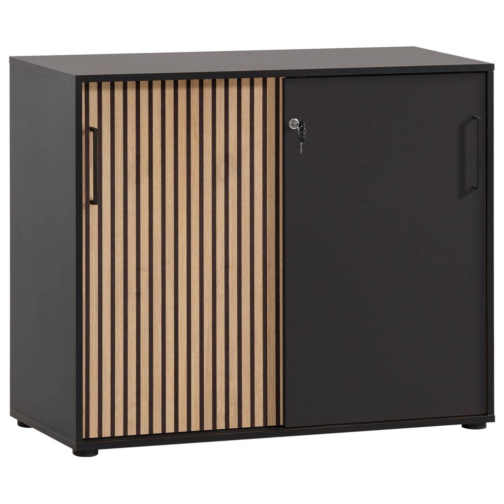 Möbelpartner Büroschrank Hank schwarz matt B/H/T: ca. 100,1x83,6x41 cm