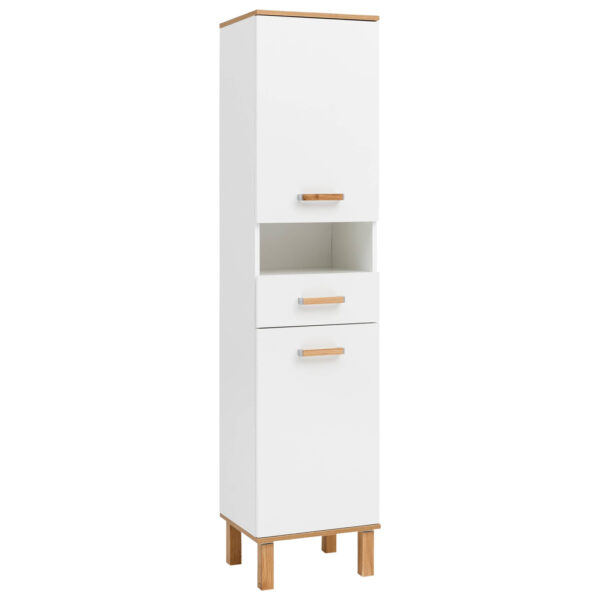 4027181123409 Hochschrank Padua
weiß glanz Eiche Landhaus Nachbildung B/H/T: ca. 40,4x178,5x35 cm