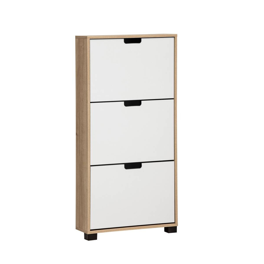 Möbelpartner - Schuhkipper Emmik weiß matt Eiche Eiche weiß Nachbildung B/H/T: ca. 59,8x124x19,55 cm in Eiche, Weiss