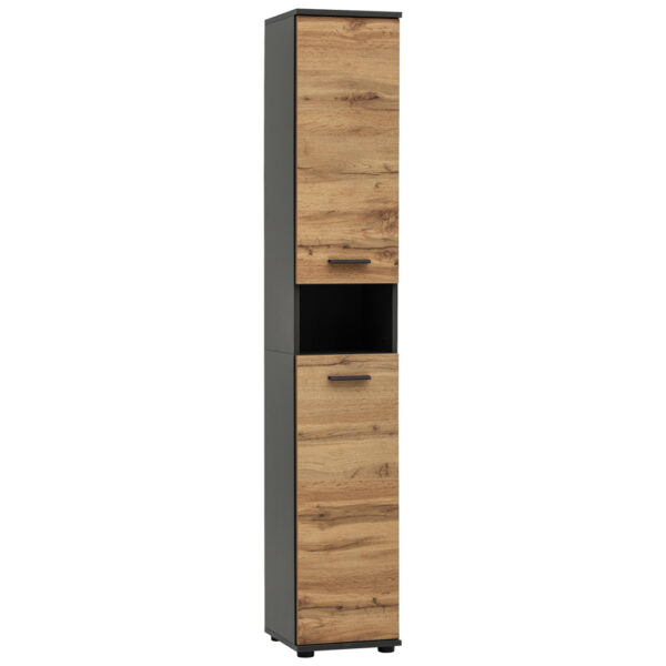 4027181125083 Badhochschrank Lanos
Eiche Nachbildung anthrazit B/H/T: ca. 30x178,4x32,6 cm