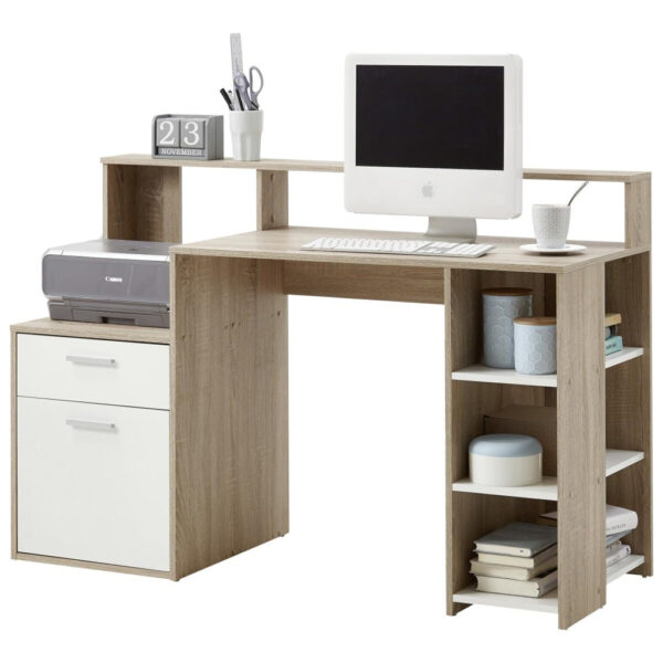 POCO Schreibtisch Eiche Sonoma Nachbildung weiß B/H/T: ca. 139x92x54 cm POCO Schreibtisch Eiche Sonoma Nachbildung weiß B/H/T: ca. 139x92x54 cm