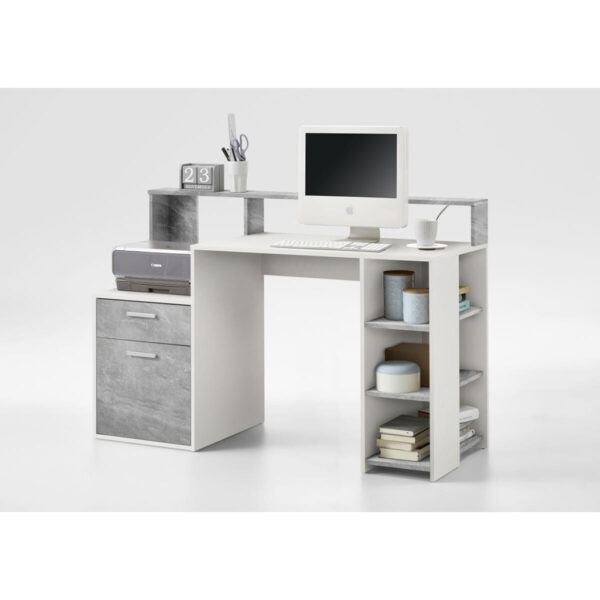 POCO Schreibtisch Beton Optik weiß B/H/T: ca. 139x92x54 cm