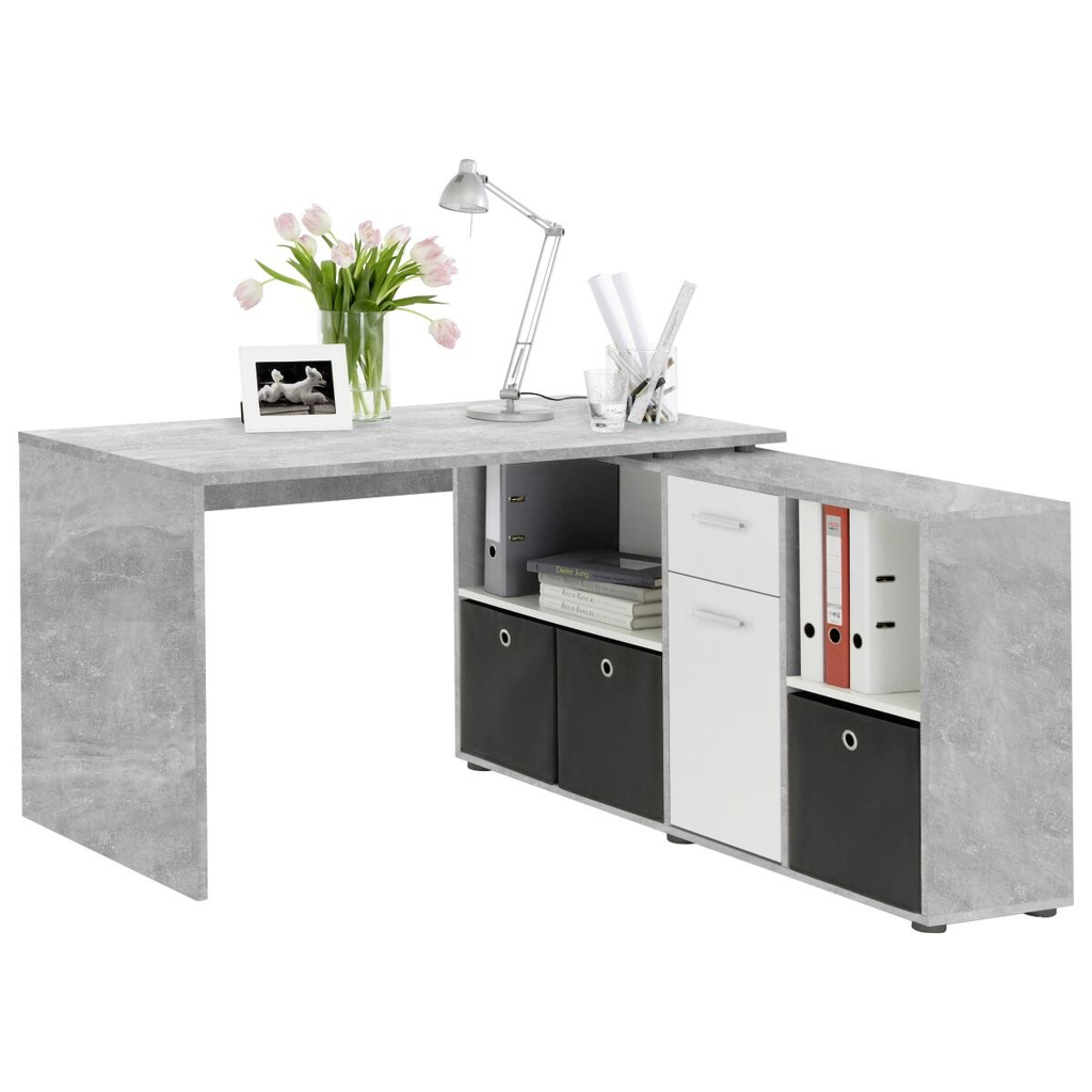 POCO Schreibtisch Beton Optik weiß B/H/T: ca. 136x74x66,5 cm